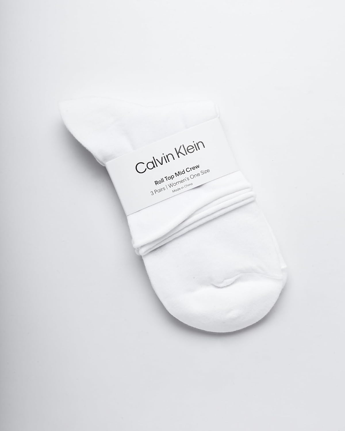 Женские носки Calvin Klein Crew Socks - 3 пары мягких хлопковых носков с отворотами на манжетах, мини/средней длины, для женщин (размер обуви: 4-10), White — фото 2