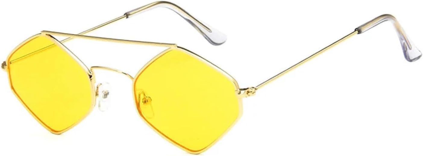 

Женские солнцезащитные очки «кошачий глаз», модные многоугольные солнцезащитные очки в винтажном стиле с металлическим покрытием, защита от УФ-излучения UV400 VVTWSSW, Gold-yellow