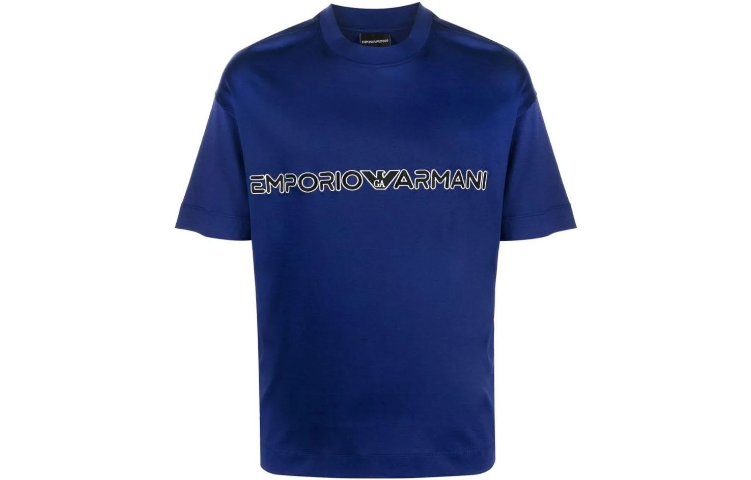 EMPORIO ARMANI Футболка мужская iron blue с круглым вырезом и прямым кроем