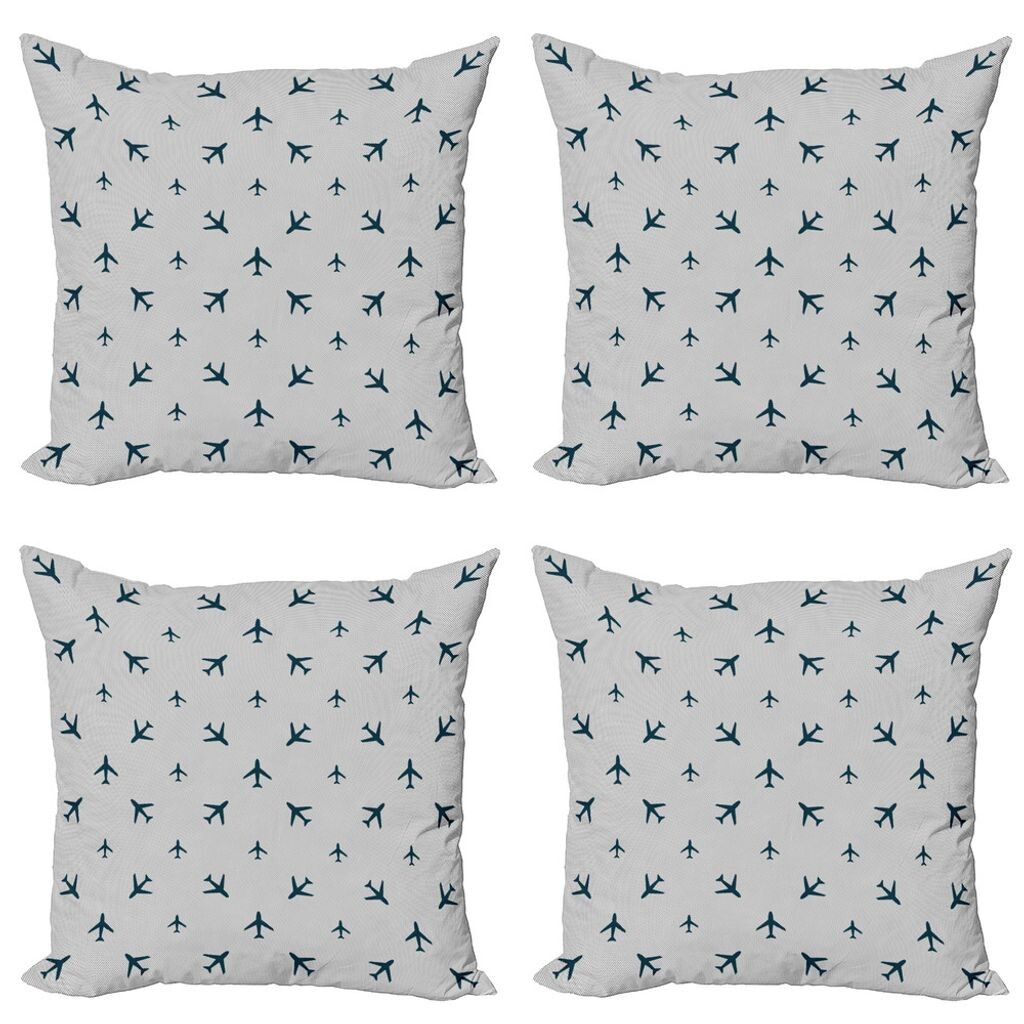 

ABAKUHAUS Набор чехлов на подушки для самолетов (4 предмета), дорожные полосы, современная двусторонняя цифровая печать, 60 см x 60 см, бирюзовыйовый синий черный белый