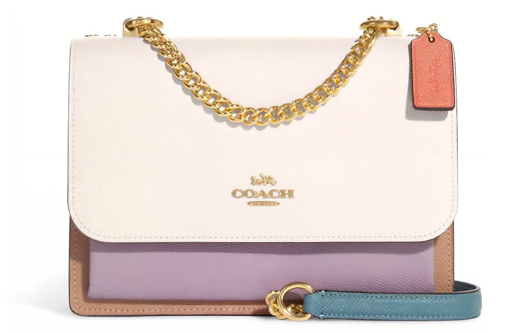 

COACH Кожаная дорожная сумка клар через плечо кросс-боди малый размер женская белая и фиолетовая