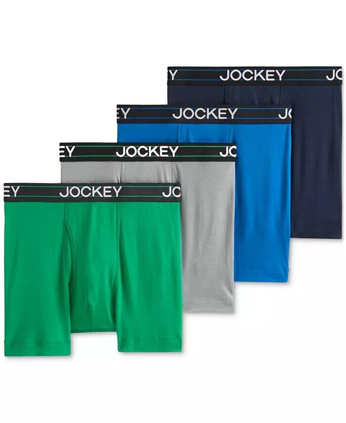 

Мужские трусы-боксеры Jockey из легкой смеси хлопка шириной 5 дюймов, набор из 4 шт, зеленый