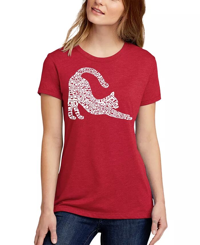 

Женская футболка Stretching Cat Premium Blend Word Art LA Pop Art, черный