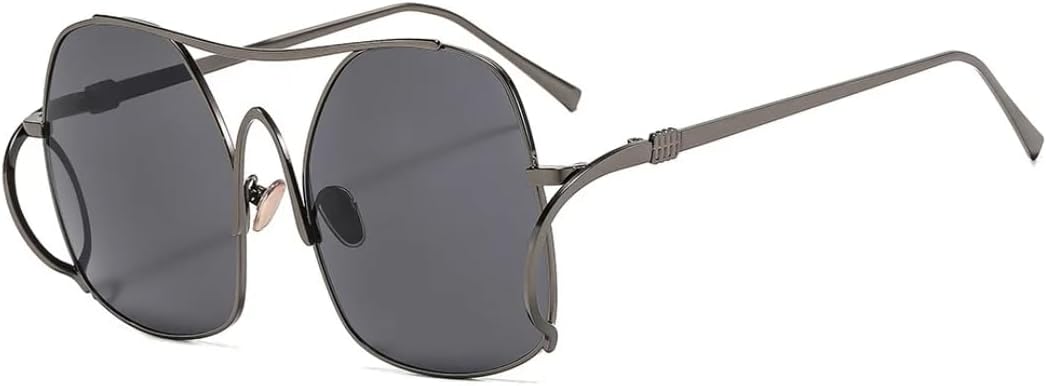 

Роскошные модные солнцезащитные очки овальной формы с градиентным переходом цвета для женщин, с двойной оправой, универсальные, подходят для мужчин, защита от УФ-излучения UV400 UATXTAU, Gun Black