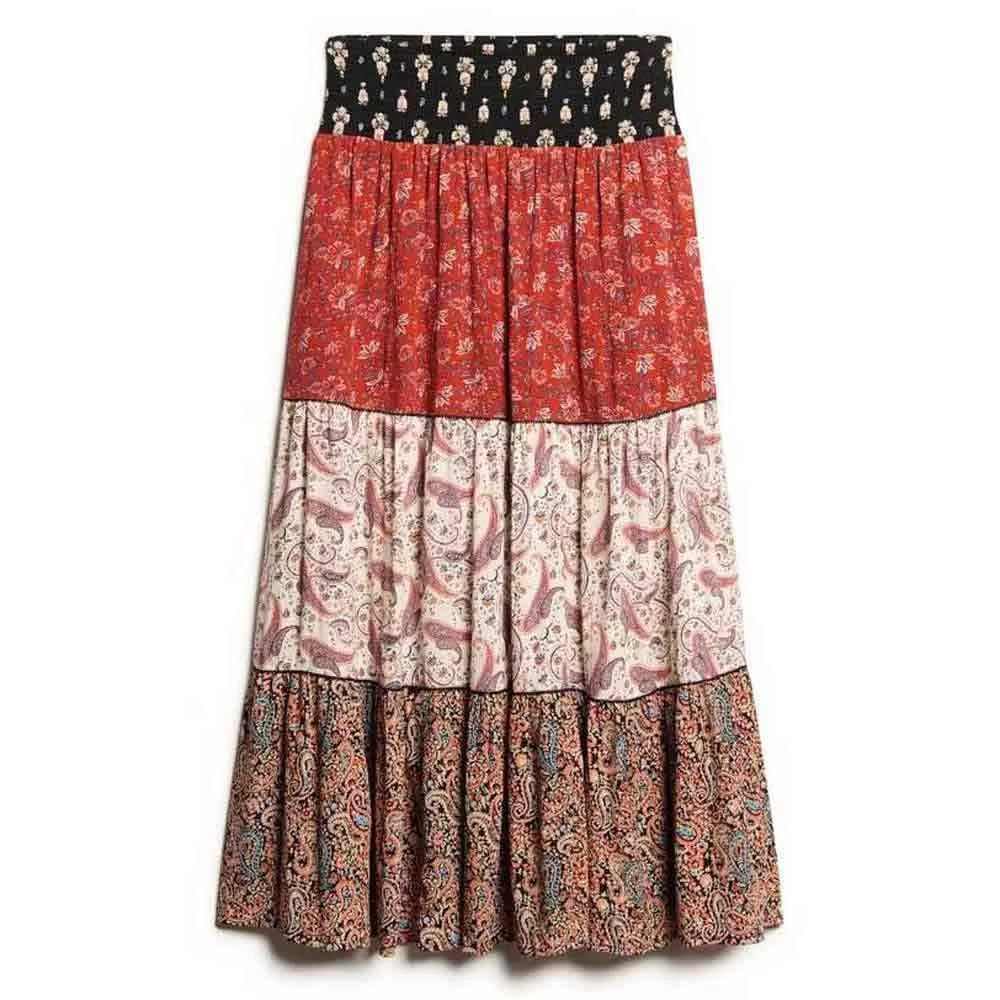 

Юбка Superdry Printed long skirt, разноцветный