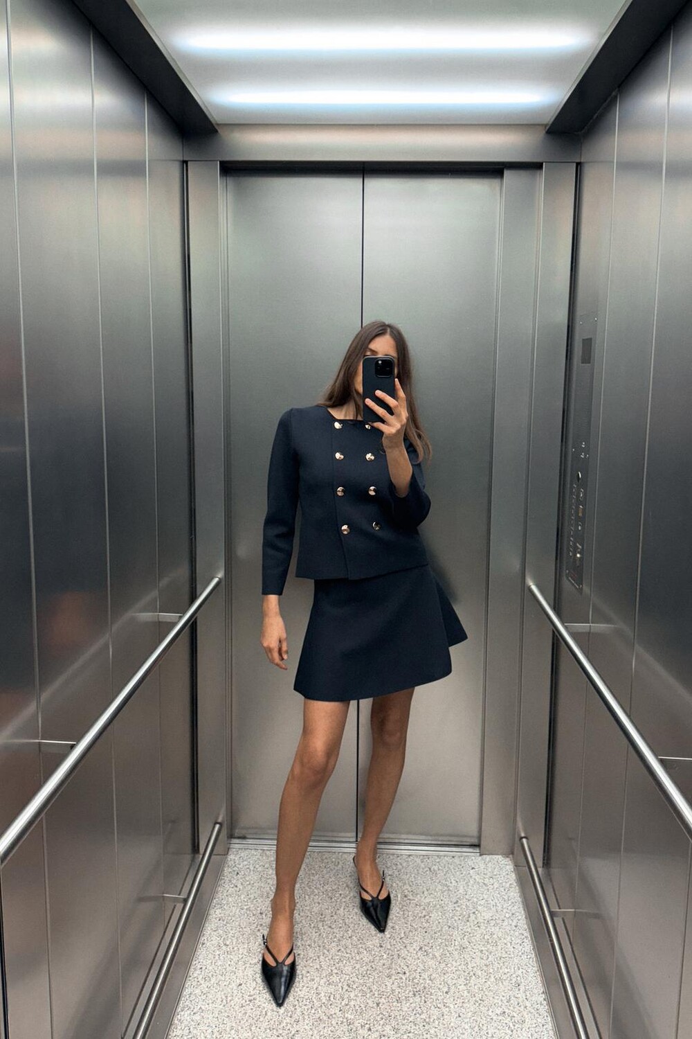 

Однотонный двубортный кардиган ZARA, темно-синий