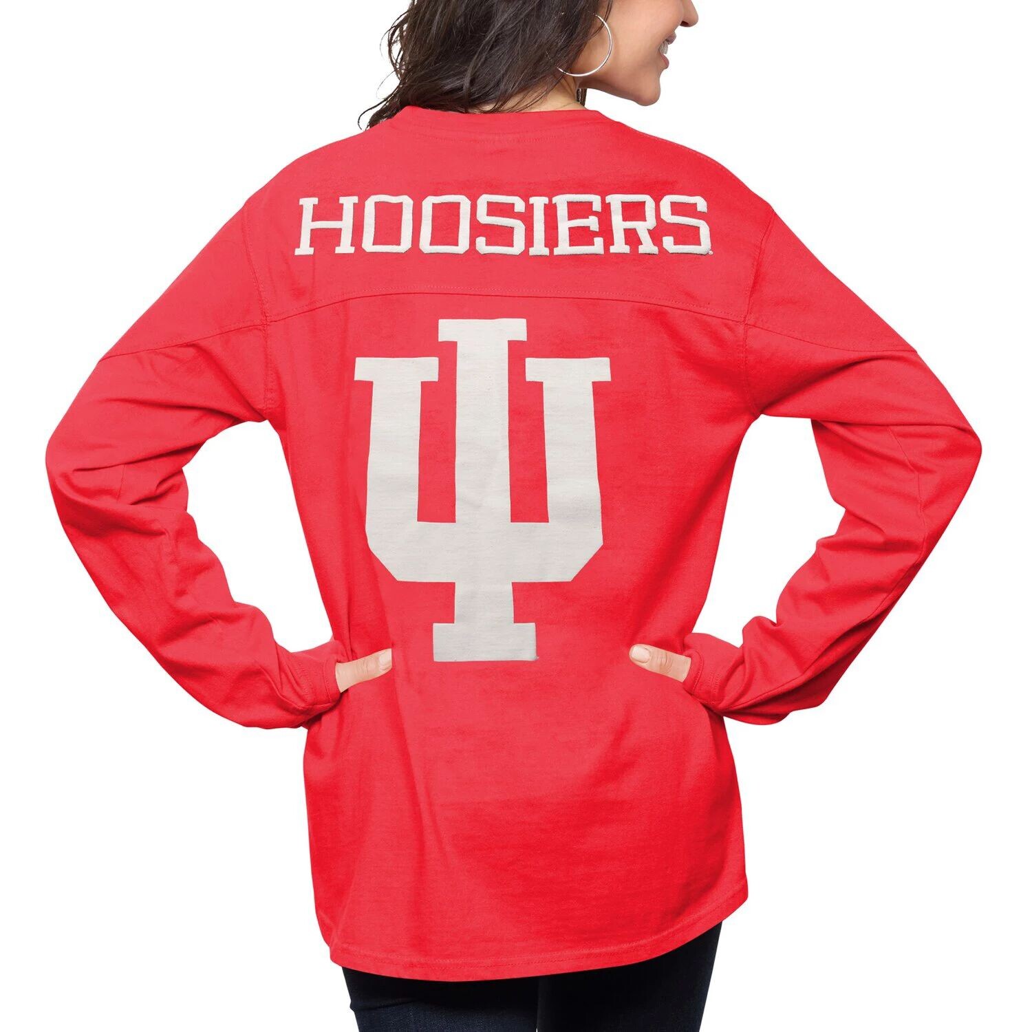 

Женская футболка для прессы Crimson Indiana Hoosiers The Big Shirt, футболка оверсайз с длинным рукавом