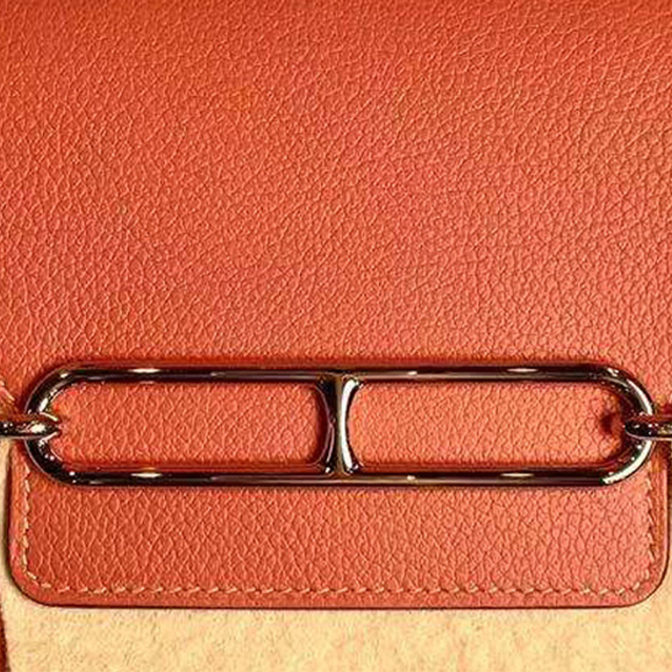 HERMES Женская кожаная сумка через плечо Roulis Evercolor оранжево-желтая — фото 3
