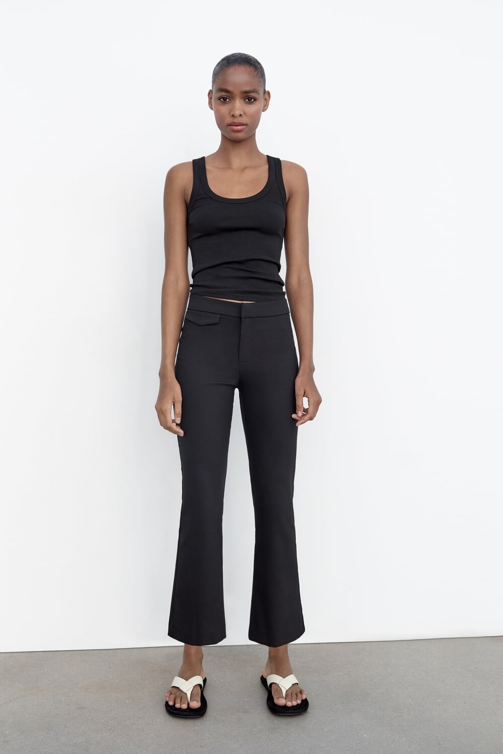 

Мини-расклешенные брюки ZARA, черный