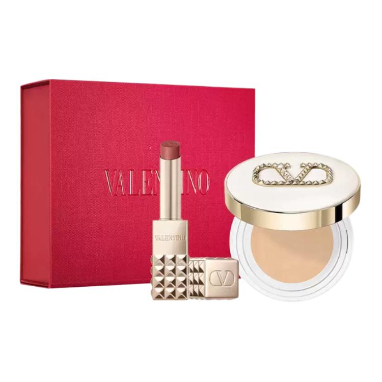 Помада-бальзам для губ Air Cushion набор макияжа Natural для разных типов кожи LN2+134R Valentino, Luminous Air Cushion #LN2 12g+Rivet Lipstick #77A 2.3g — фото 2