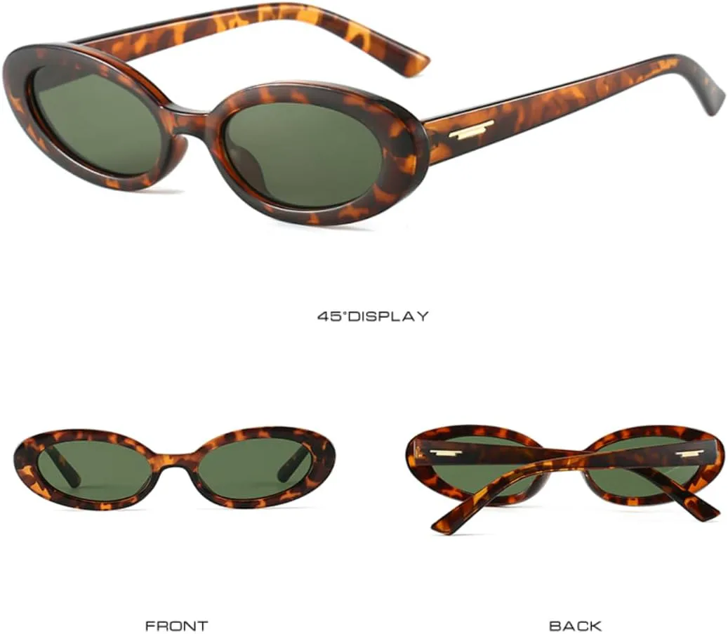 

Солнцезащитные очки с защитой UV400 | Овальная оправа с заклепками, зеленая | для женщин и мужчин, для занятий спортом на открытом воздухе и вождения DSVIGF, 09