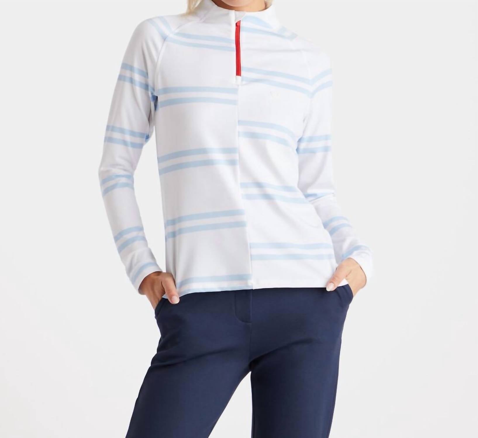 

Свитер с четвертной молнией из джерси Offset Stripe Tech в снегу G/Fore, цвет snow