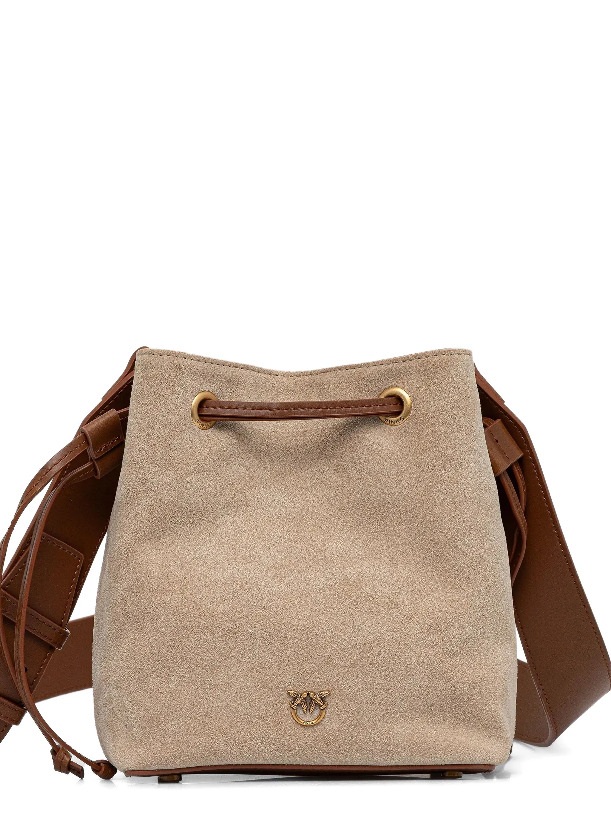 

Замшевая сумка-ведро Pinko, коричневый