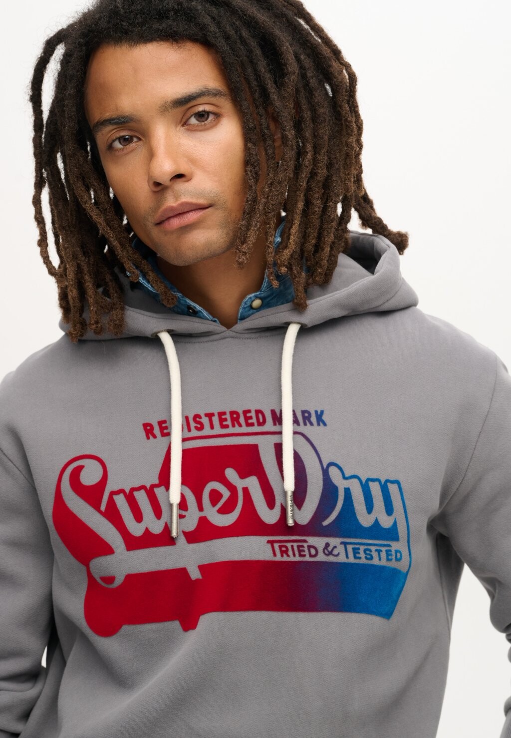 

Толстовка с капюшоном FLOCKED FADE GRAPHIC Superdry, светло-серый