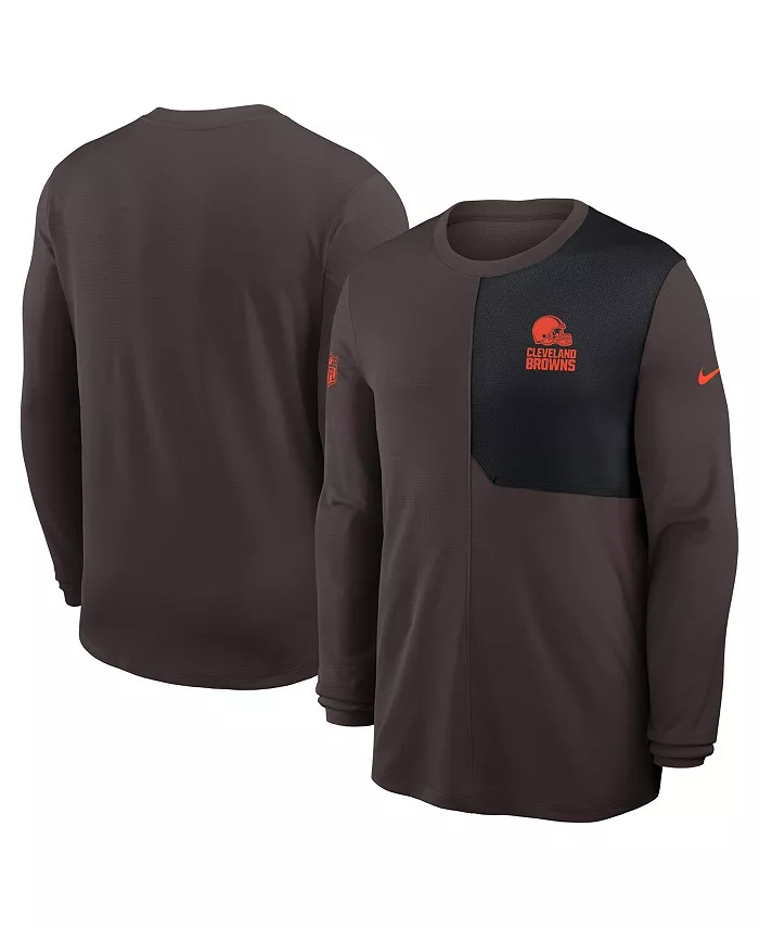 

Мужская коричневая футболка с длинным рукавом Cleveland Browns Sideline Coach UV Performance Nike