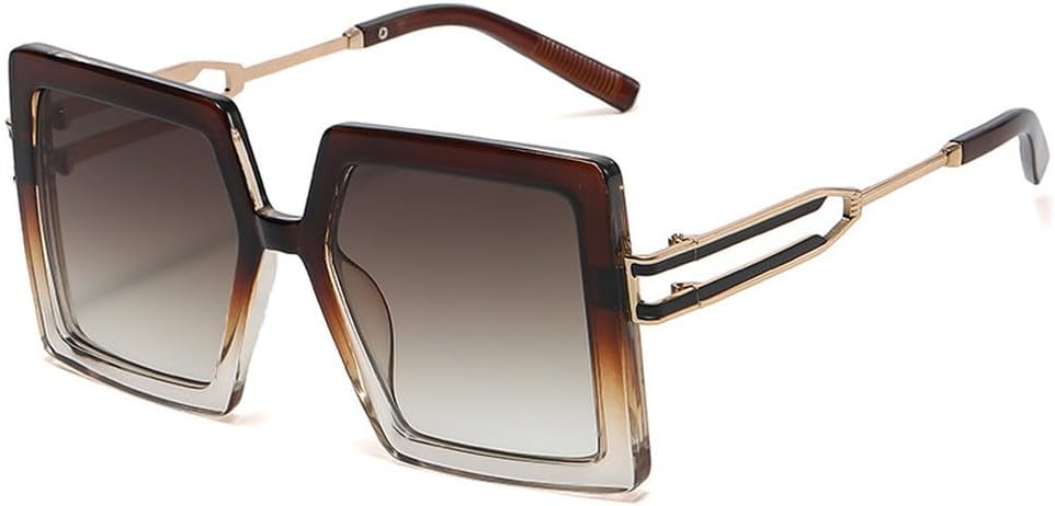 

Модные солнцезащитные очки большого размера для мужчин, трендовые градиентные оттенки UV400 для женщин, ретро-очки оранжевого и шампанского цвета TKKTLLT, Brown Champagne Tea