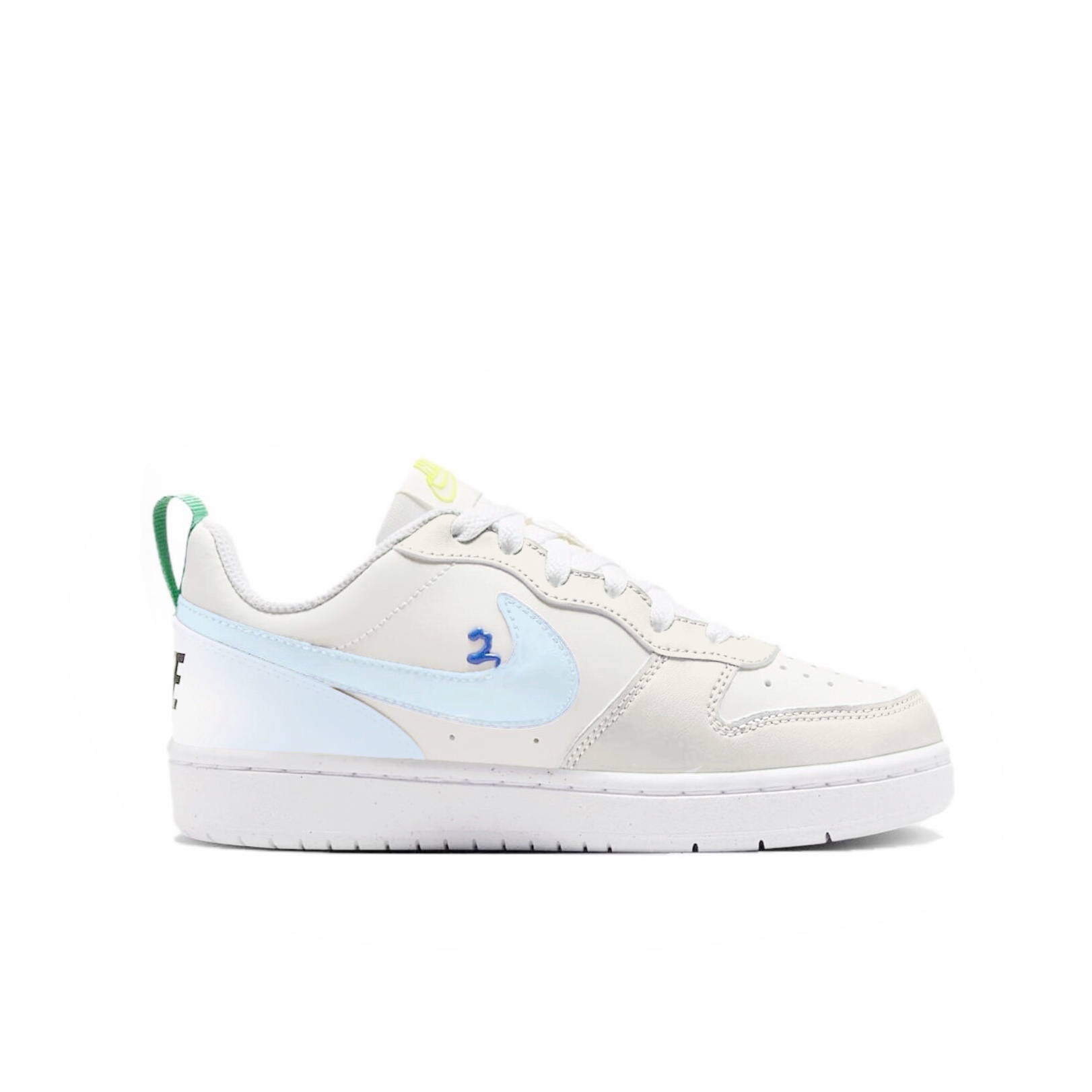Nike Детские кроссовки для скейтбординга Court Borough LOW из хлопка, синие, с молочным рисунком в горошек, с нескользящим покрытием, износостойкие, для подростков — фото 2