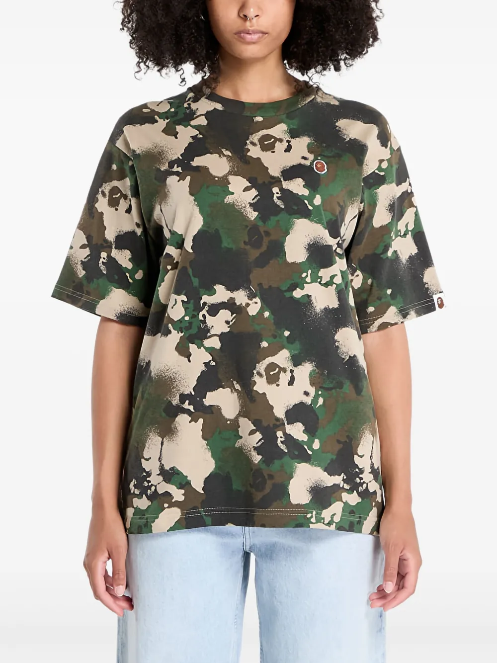 

Футболка с камуфляжной головой обезьяны A Bathing Ape, зеленый