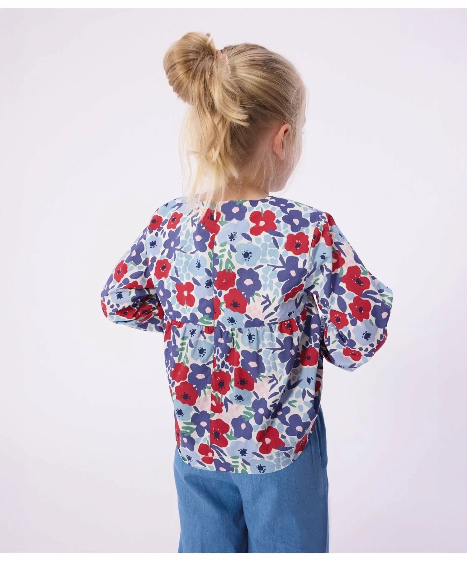 Блузка с длинными рукавами и цветочным принтом PETIT BATEAU, Off-white/multicolor — фото 3