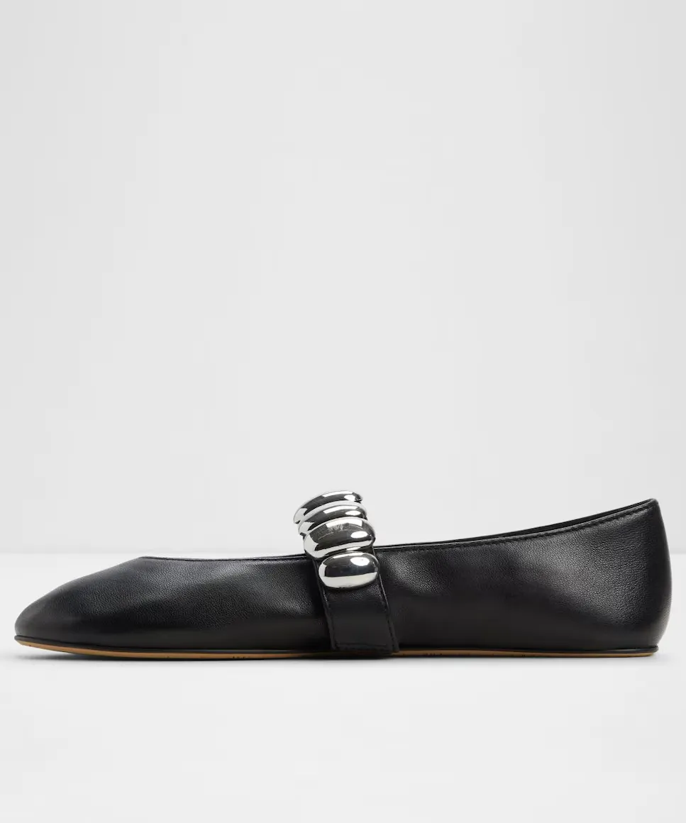 Женские кожаные балетки с круглым носком Aldo, черный — фото 4