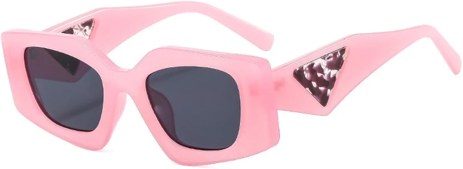 

Популярные модные солнцезащитные очки «кошачий глаз» в форме многоугольника для женщин, ретро-стиль, гелевые цветные линзы, защита от УФ-излучения UV400, прозрачная оправа для мужчин WNCKSQ, Pink Grey