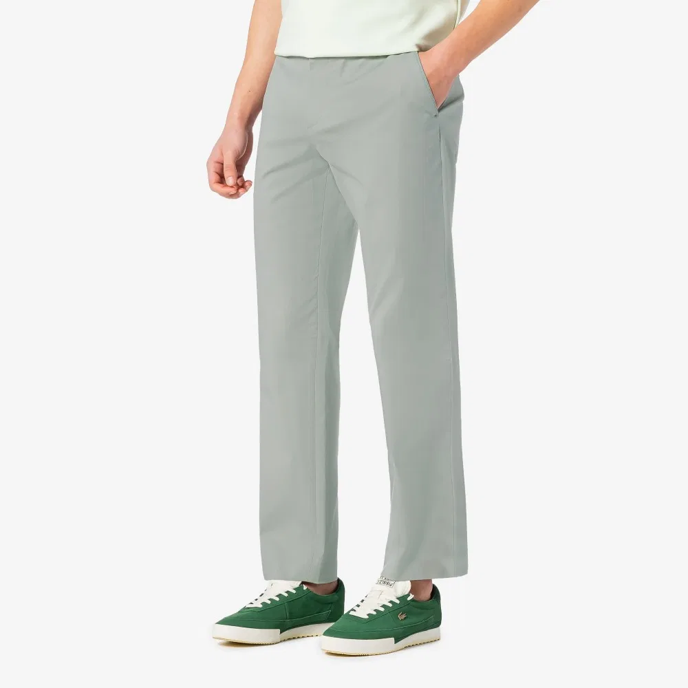 Мужские стрейчевые чиносы в рубчик меланжевого серого цвета от Lacoste — фото 3
