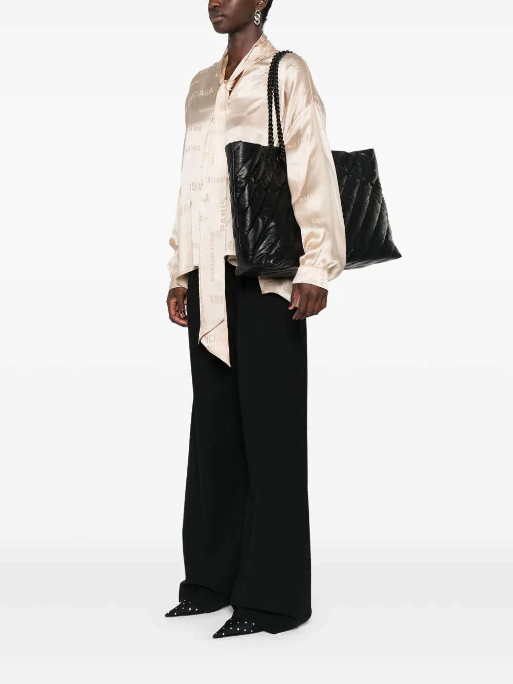 Большая стеганая сумка-тоут Crush BALENCIAGA, черный — фото 2