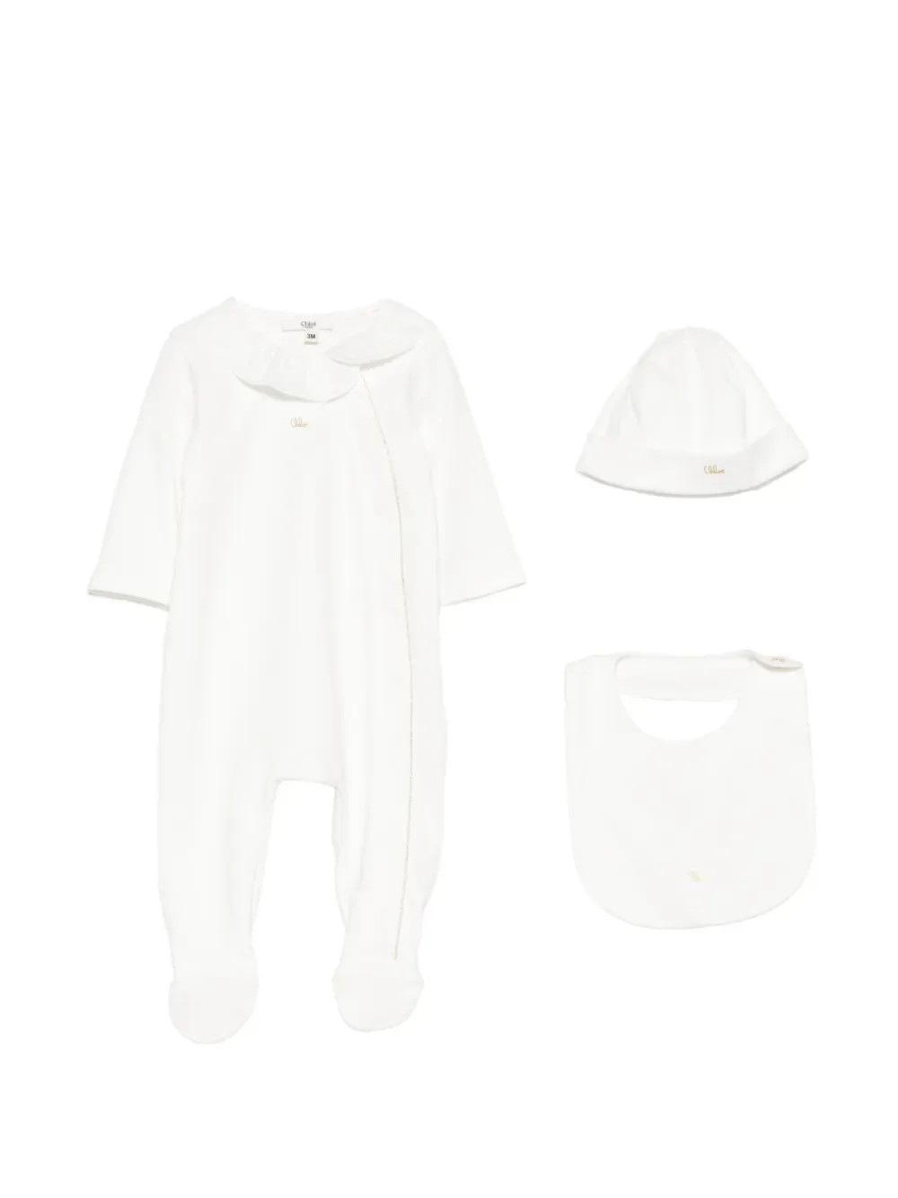 Пижама с логотипом (набор из трех предметов) Chloé Kids, белый