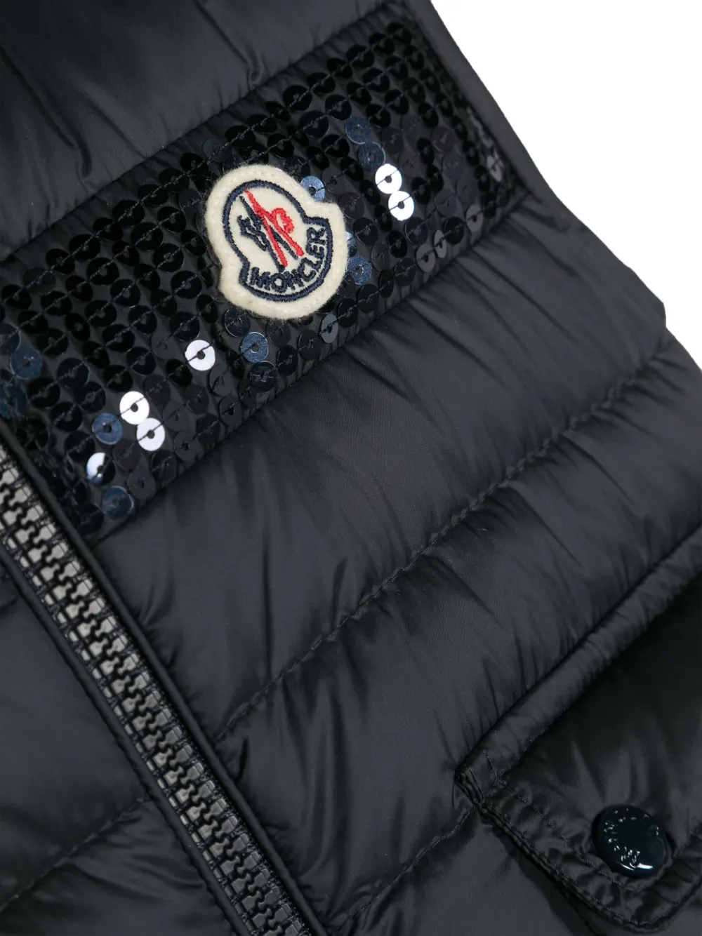 Дутый жилет с нашивкой-логотипом Moncler Enfant, синий — фото 3