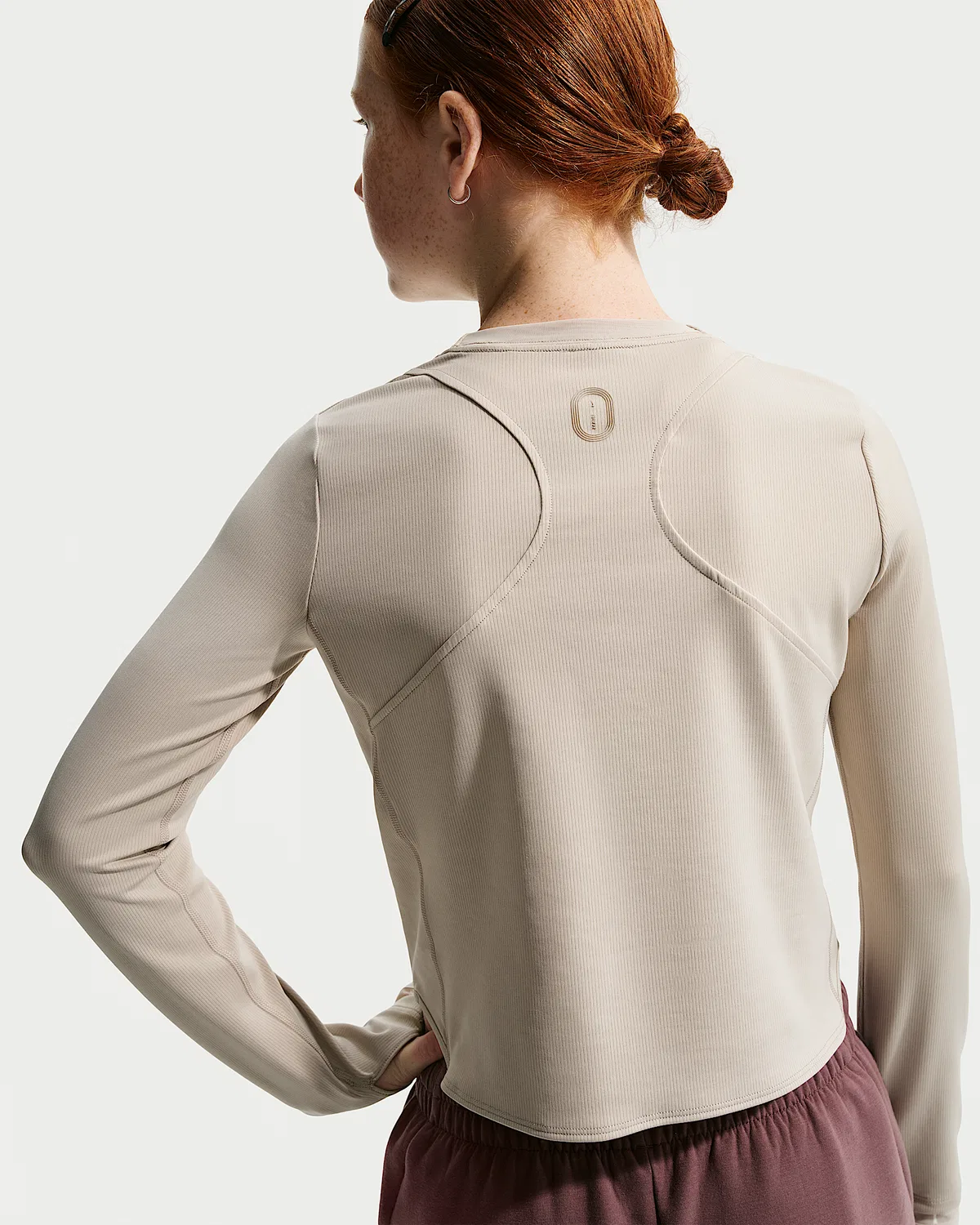 Детская футболка Nike MAVN Dri-FIT Ribbed с длинным рукавом, Cream II/Cream II/Cream II — фото 2