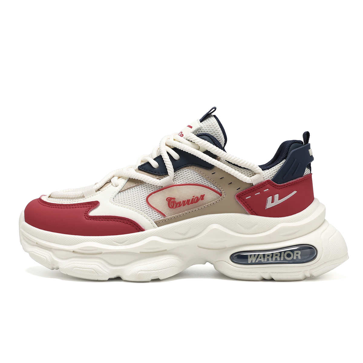 

WARRIOR Абразивостойкие дышащие утолщенные низкие кроссовки для мужчин с эффектом увеличения роста - бежевый/красный/темно-синий, цвет Beige/Red/Dark Blue