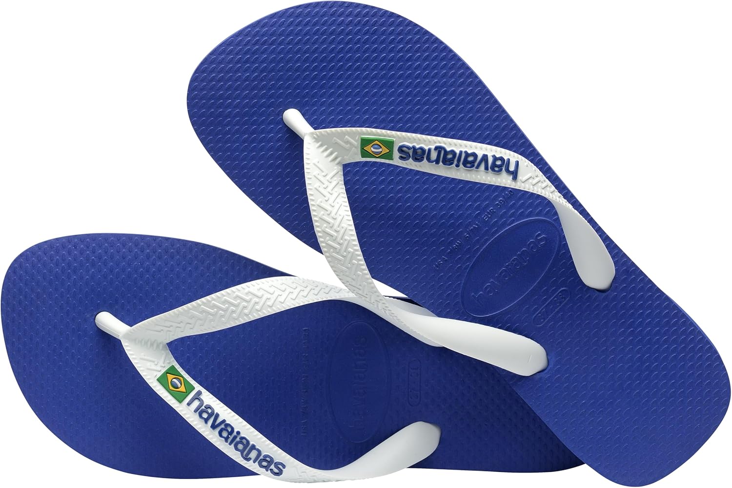 Havaianas - Top Brasil Logo, удобные, прочные и легкие шлепанцы, с противоскользящей подошвой, флаг Бразилии на ремешках, унисекс для взрослых, синий — фото 4