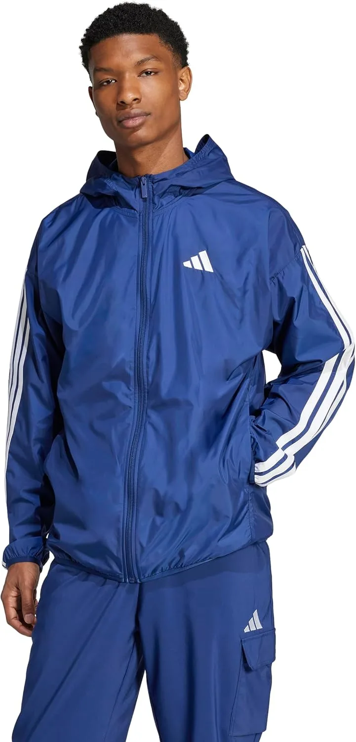 Мужская ветровка Adidas Essentials с тремя полосками, темно-синий/белый — фото 2