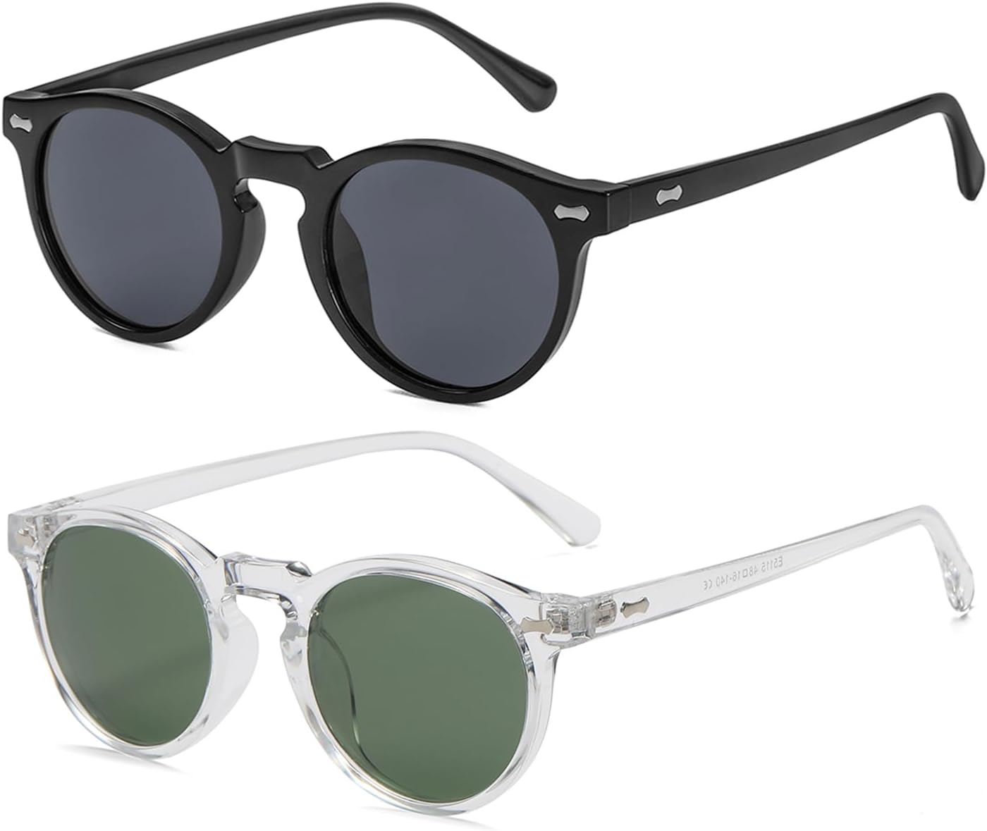 

Солнцезащитные очки Gleyemor Vintage Polarized для мужчин, круглые, с защитой UV400, в ретро-стиле, с оправой из ацетата ручной работы, Black/Grey+ Transparent/G15 Green