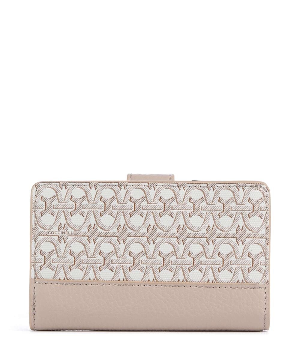 

Кошелек металлик с монограммой, канва, зерненая кожа Coccinelle, розовый