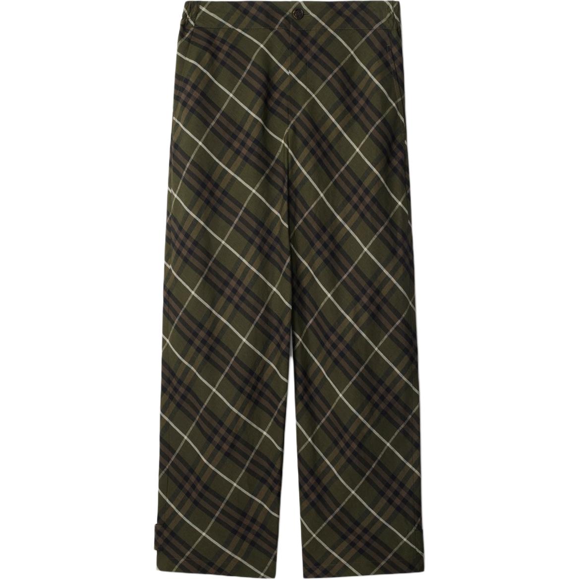 

Льняные брюки в клетку по фигуре Burberry, оливковый