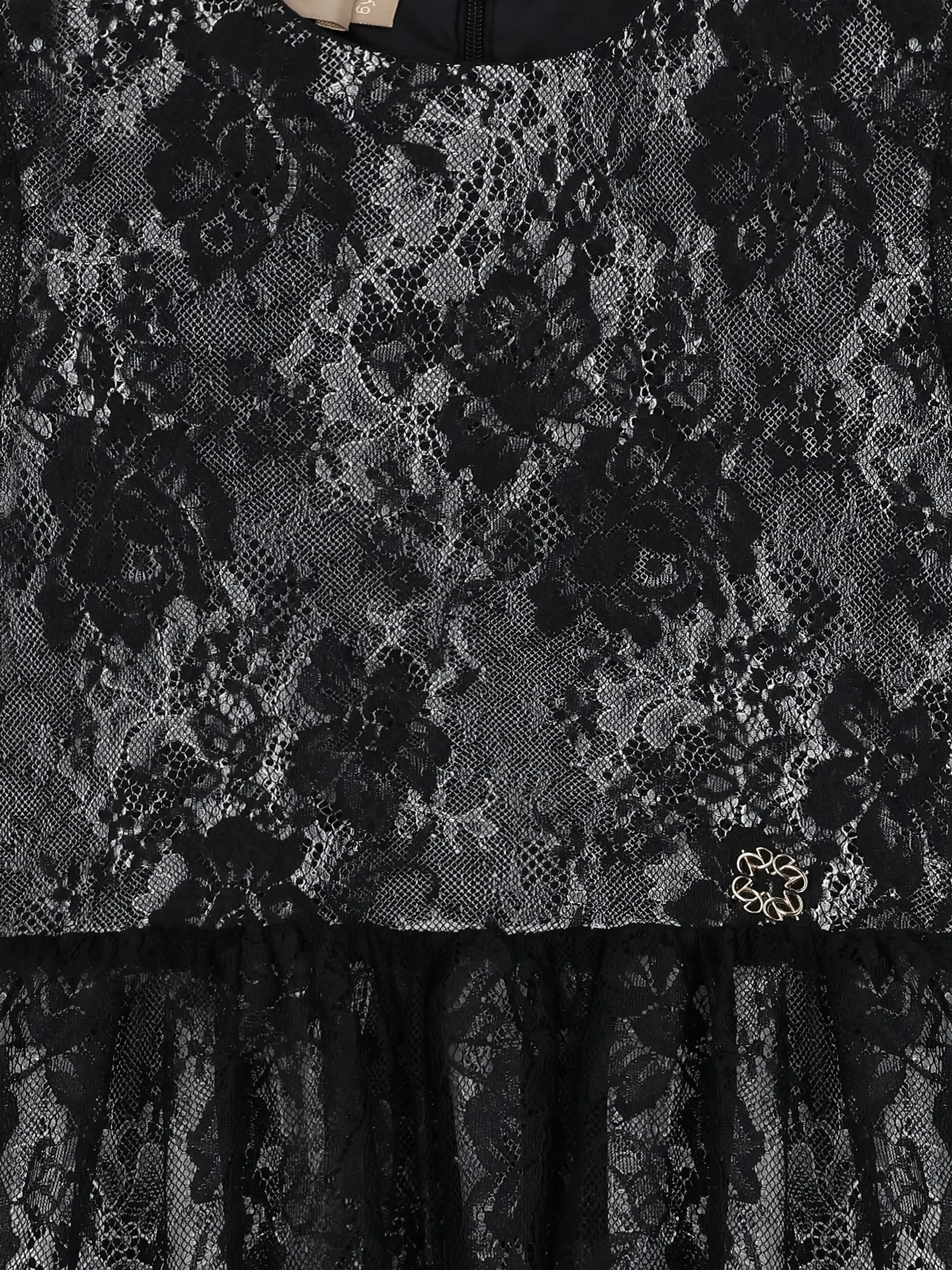 Кружевное платье с цветочным узором Elie Saab Junior, черный — фото 3