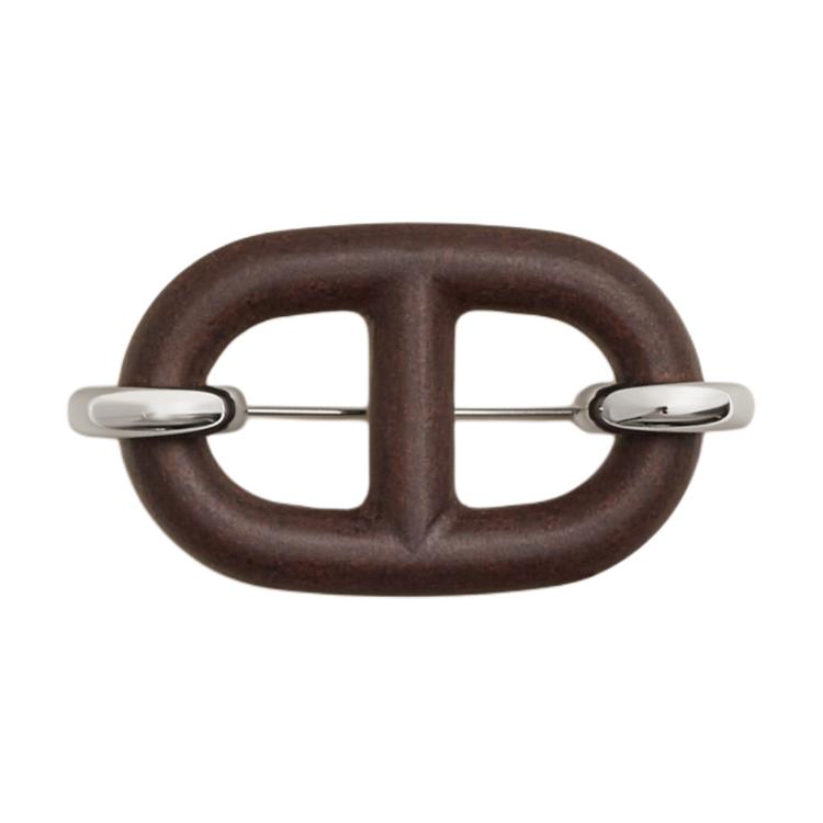 

HERMES Брошь из переработанной кожи унисекс коричневая