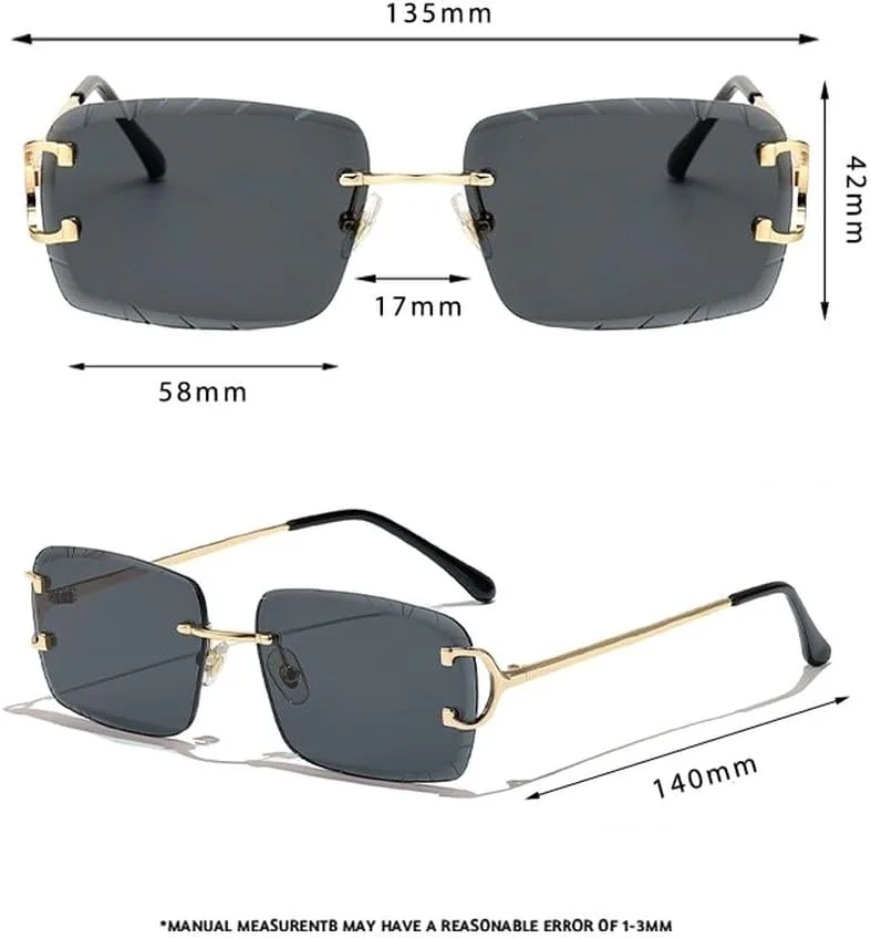 

Мужские солнцезащитные очки квадратной оправы без оправы в стиле панк с градиентным переходом цвета, винтажные, модные, в маленькой оправе GHVWYX, C04 Silver Green