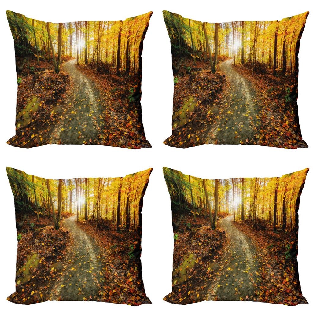 

ABAKUHAUS Fallen Набор чехлов для подушек (4 предмета), «Раннее утро в лесу», современная двусторонняя цифровая печать, 60 см x 60 см, многоцветный
