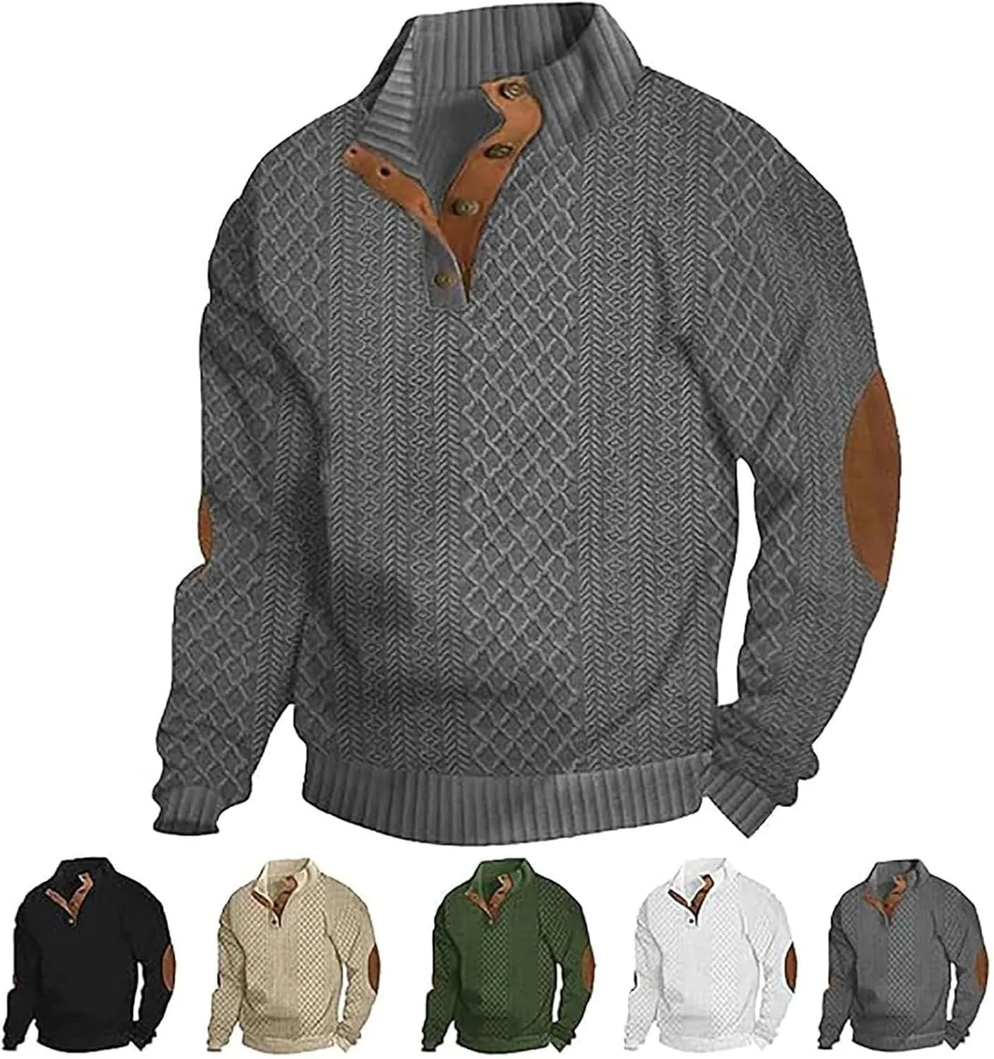 

Мужской пуловер с высоким воротником и кабельной вязкой NoworFewer