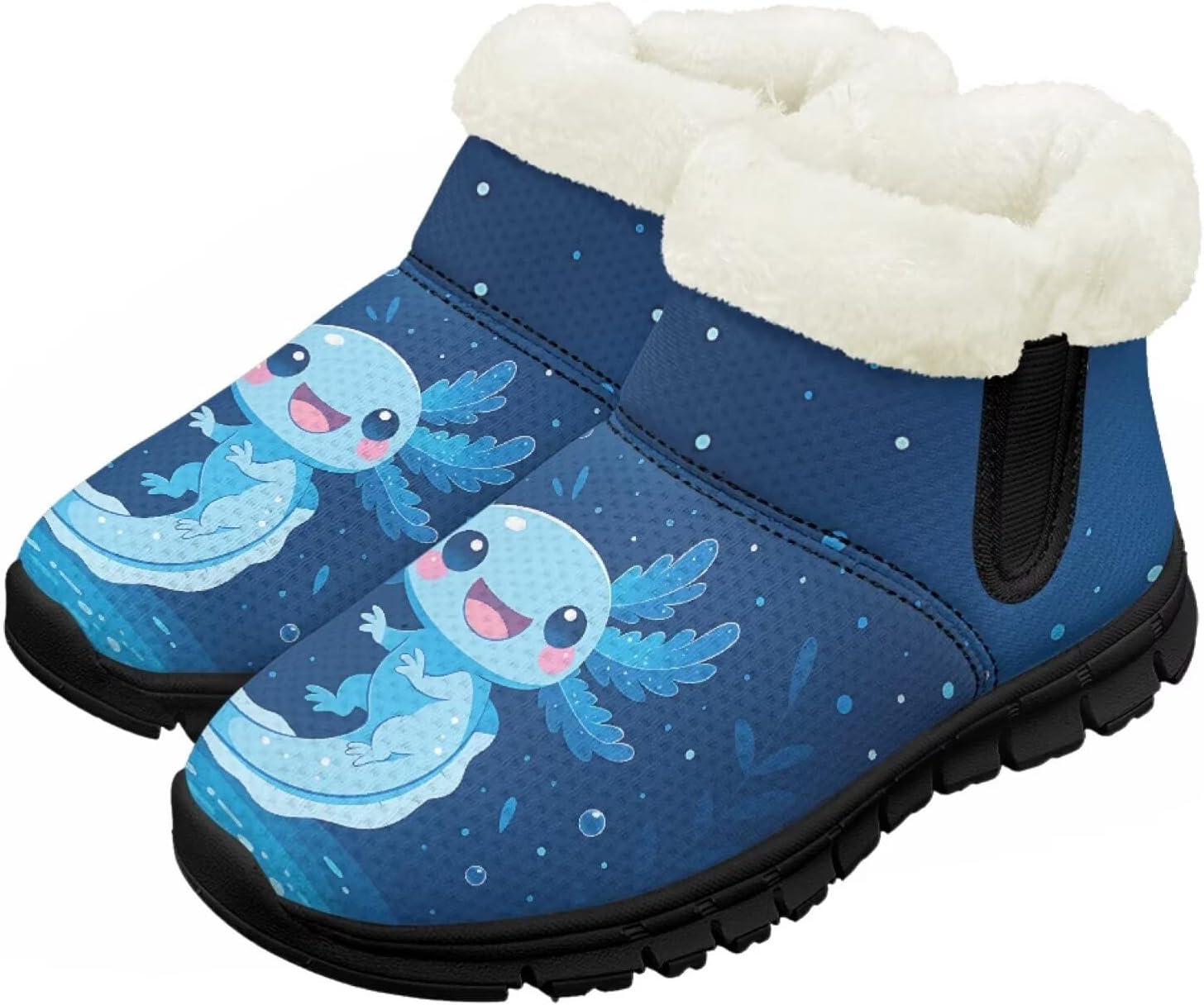 

Детские зимние ботинки, теплые, с противоскользящей подошвой, с амортизирующей мемори-пеной, спортивные, без шнурков, для бега и треккинга, зимние кроссовки Pointodoor, Blue Axolotl