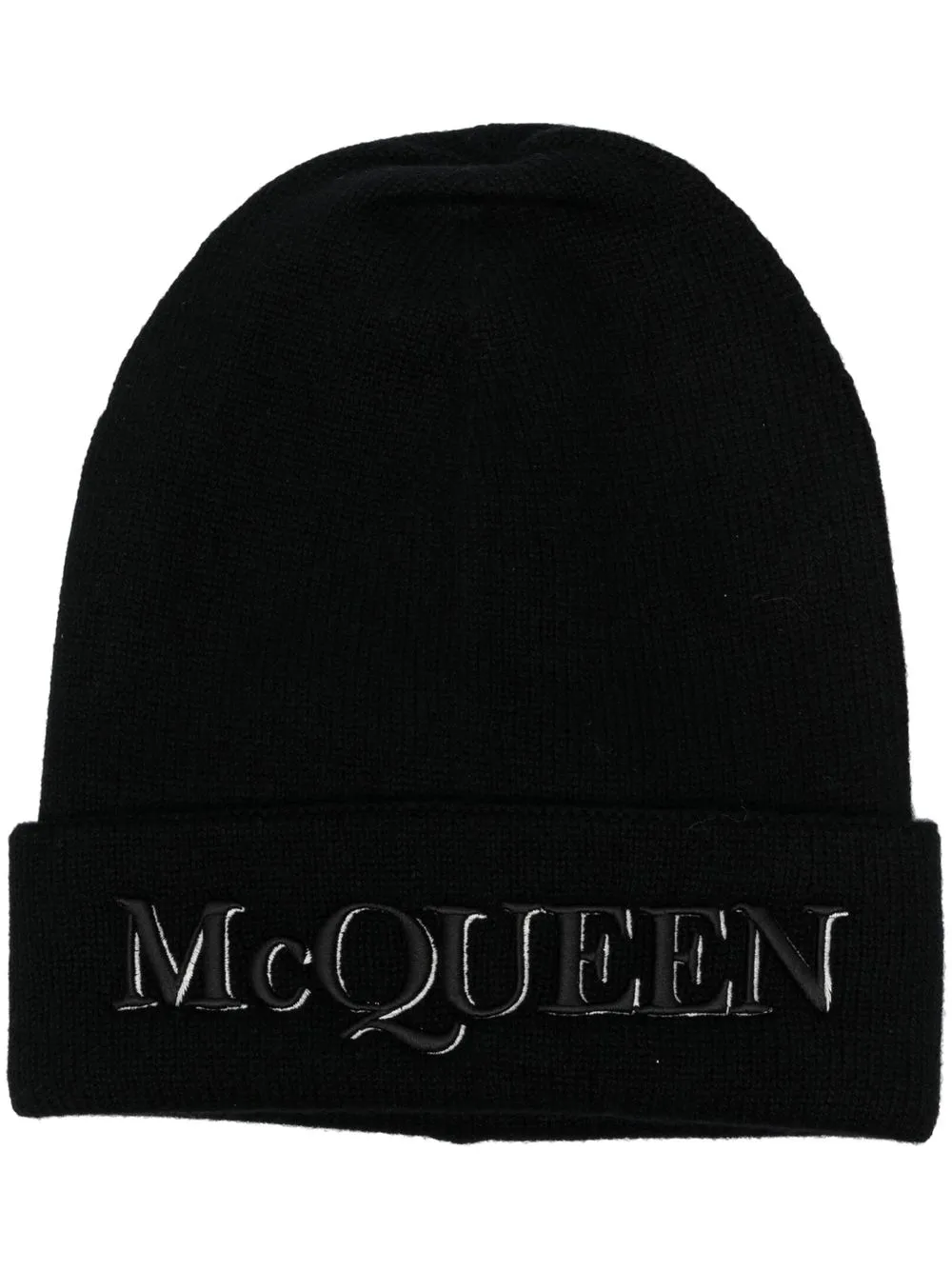 

Кашемировая шапка бини с вышитым логотипом Alexander McQueen, черный