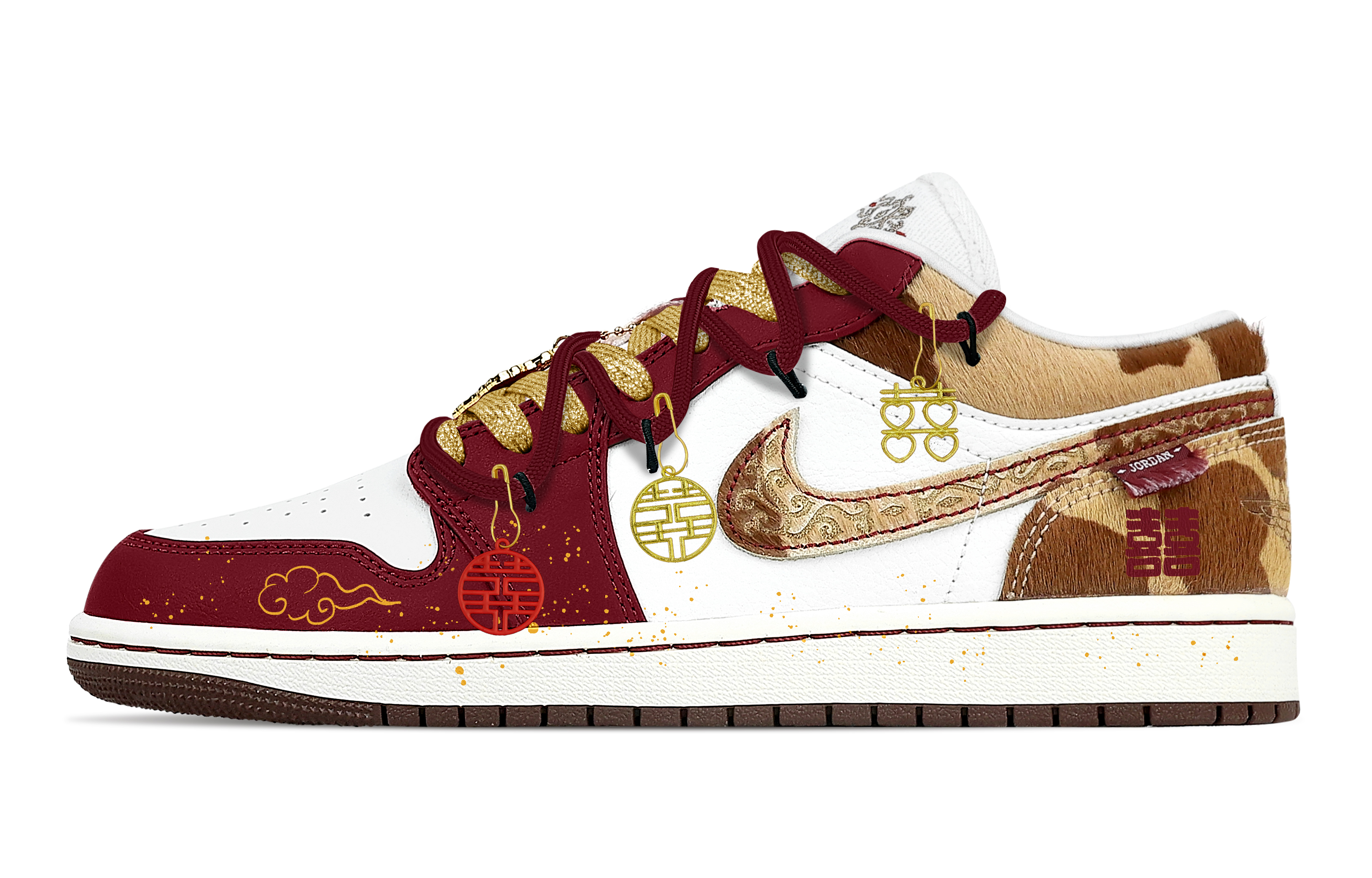 

Jordan Кроссовки Air 1 Lifetime Vow Abrasion Resistant Low top Vintage мужские красные белые gold