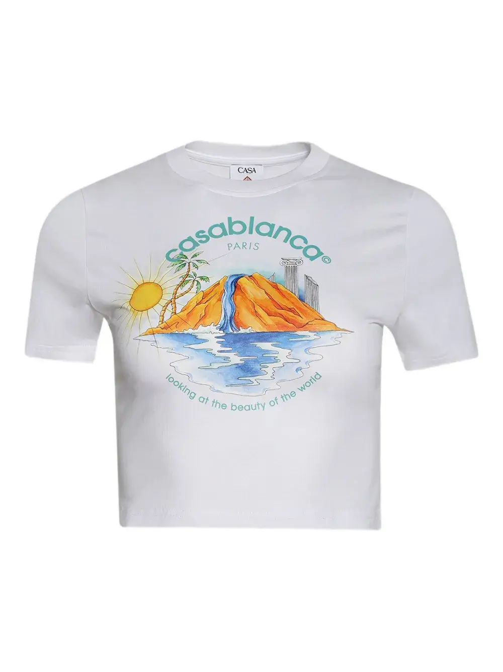 

Укороченная футболка с графичным принтом CASABLANCA, белый