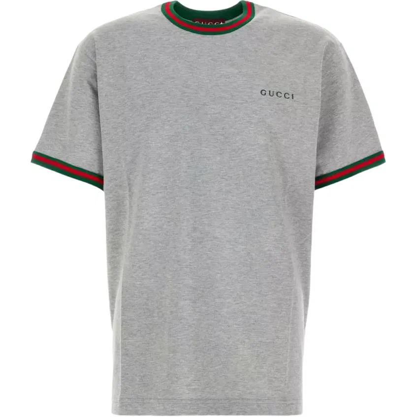 Футболка GUCCI с вышивкой логотипа, классическая, Heather Gray