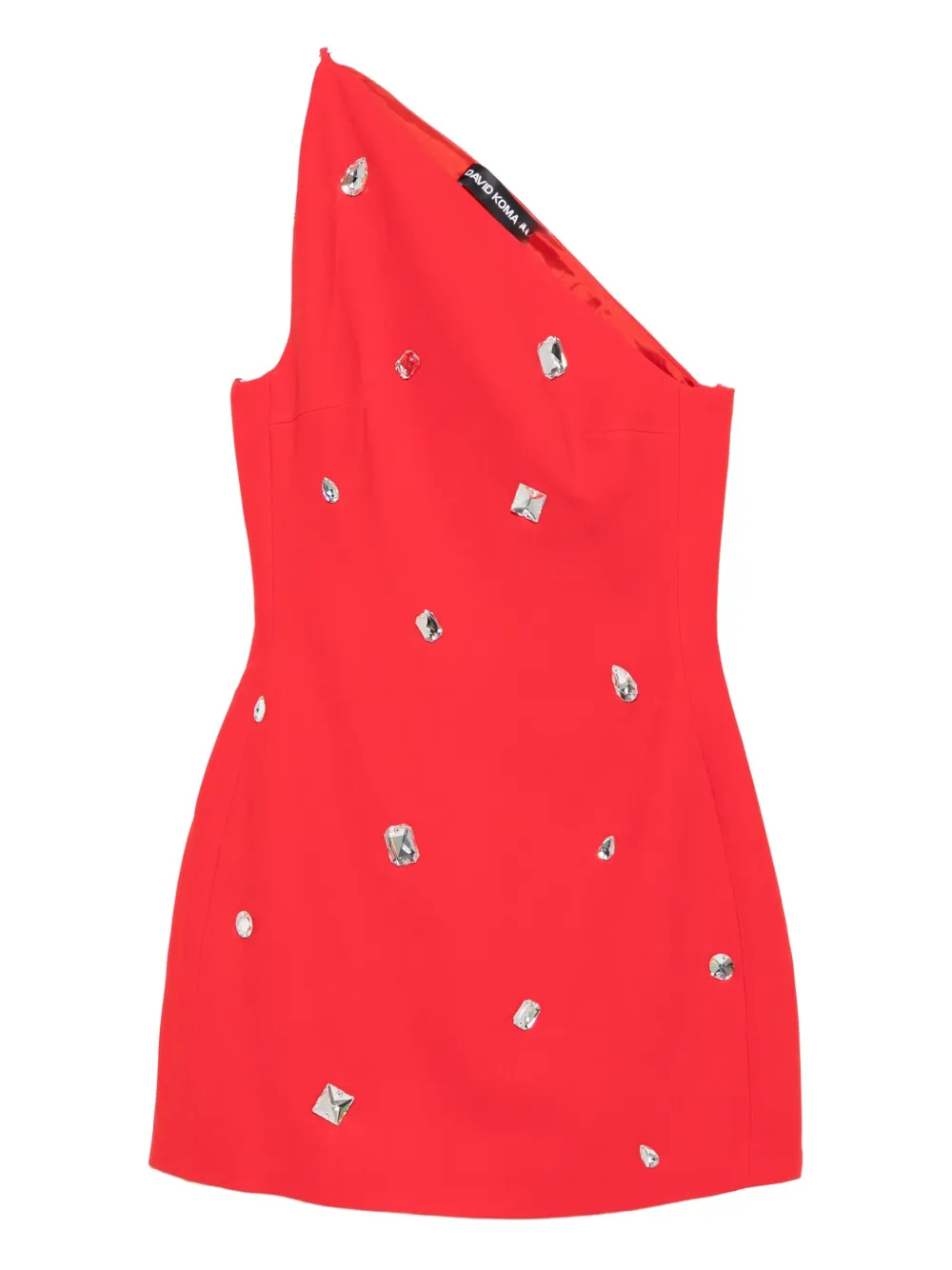 

Платье мини на одно плечо с кристаллами David Koma, красный
