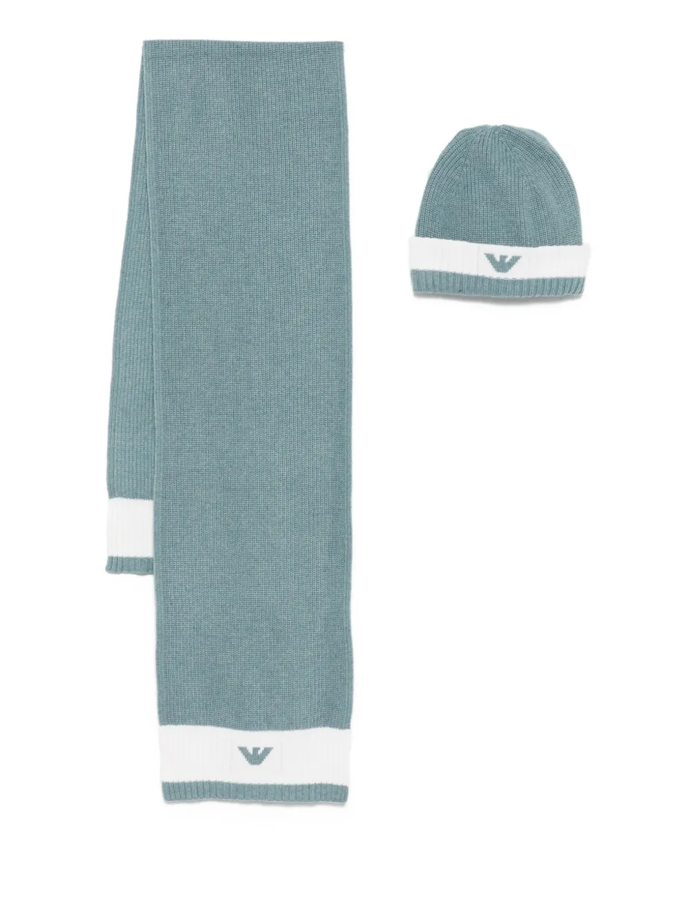 

Комплект из ребристого шарфа и шапки с логотипом Emporio Armani Kids, синий