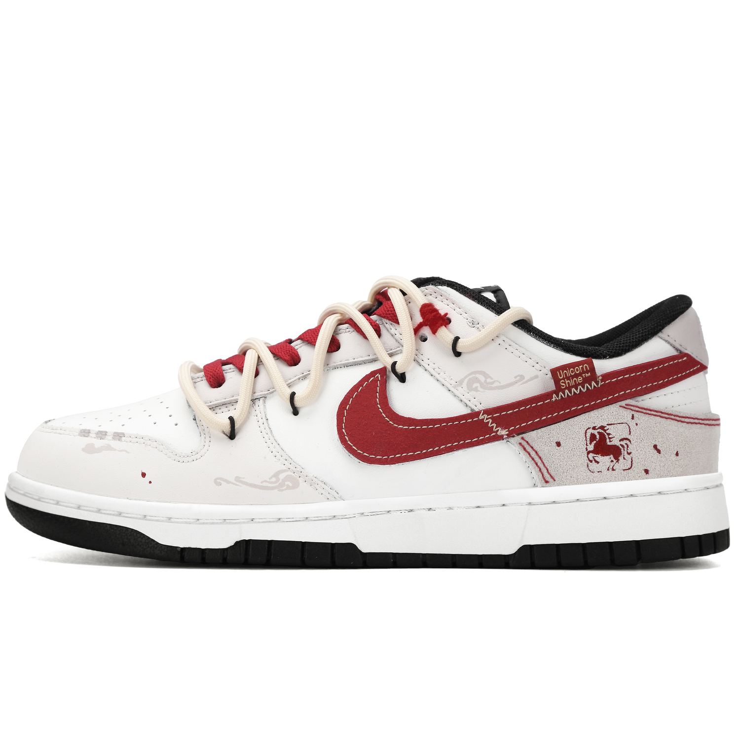 

Dunk Junyi Lingyun Кожаные Противоскользящие Износостойкие Легкие С амортизацией Low top Nike, черный красный