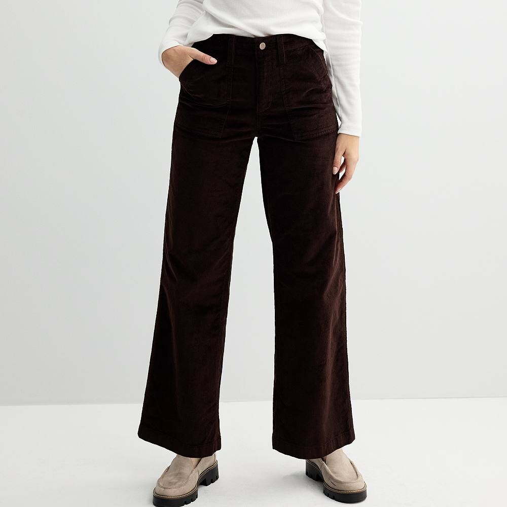 

Petite Sonoma Goods For Life Вельветовые широкие брюки, цвет Plum Lark